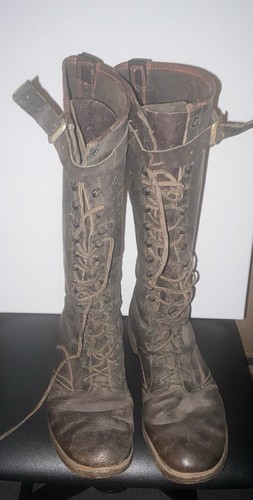Antique WW1? WW II? Officers Trench Boots Brown Leather Single Top Strap