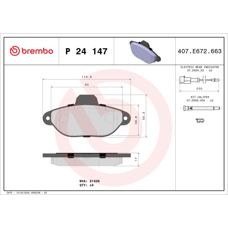 Brembo Bremsbelagsatz, Scheibenbremse [Hersteller-Nr. P24147] für Fiat, Ford - Bild 3