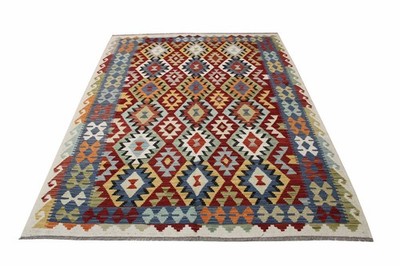 Handgewebter Kelim Afghan Teppich aus Wolle 233x172 cm Wool Kilim Rug