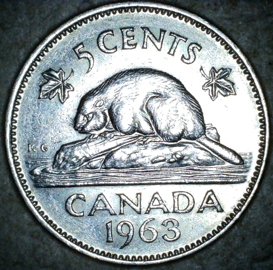 1963 Canadian 100% Nickel Alloy AU Canada 5 Cent Piece | eBay