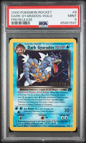 2000 POKEMON ROCKET PRERELEASE #8 DARK GYARADOS-HOLO PSA 9