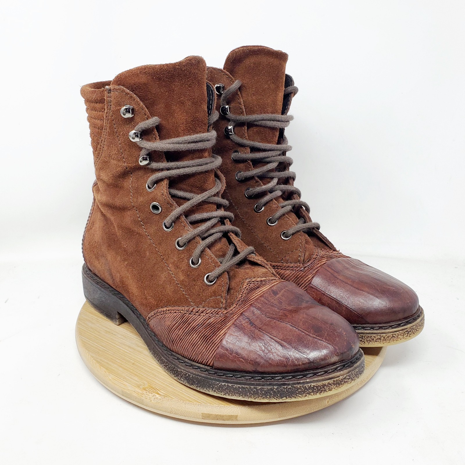 Free People Boots Womens 38 Sparrow Brown Leather Boho Steampunk Lagenlook Shoes