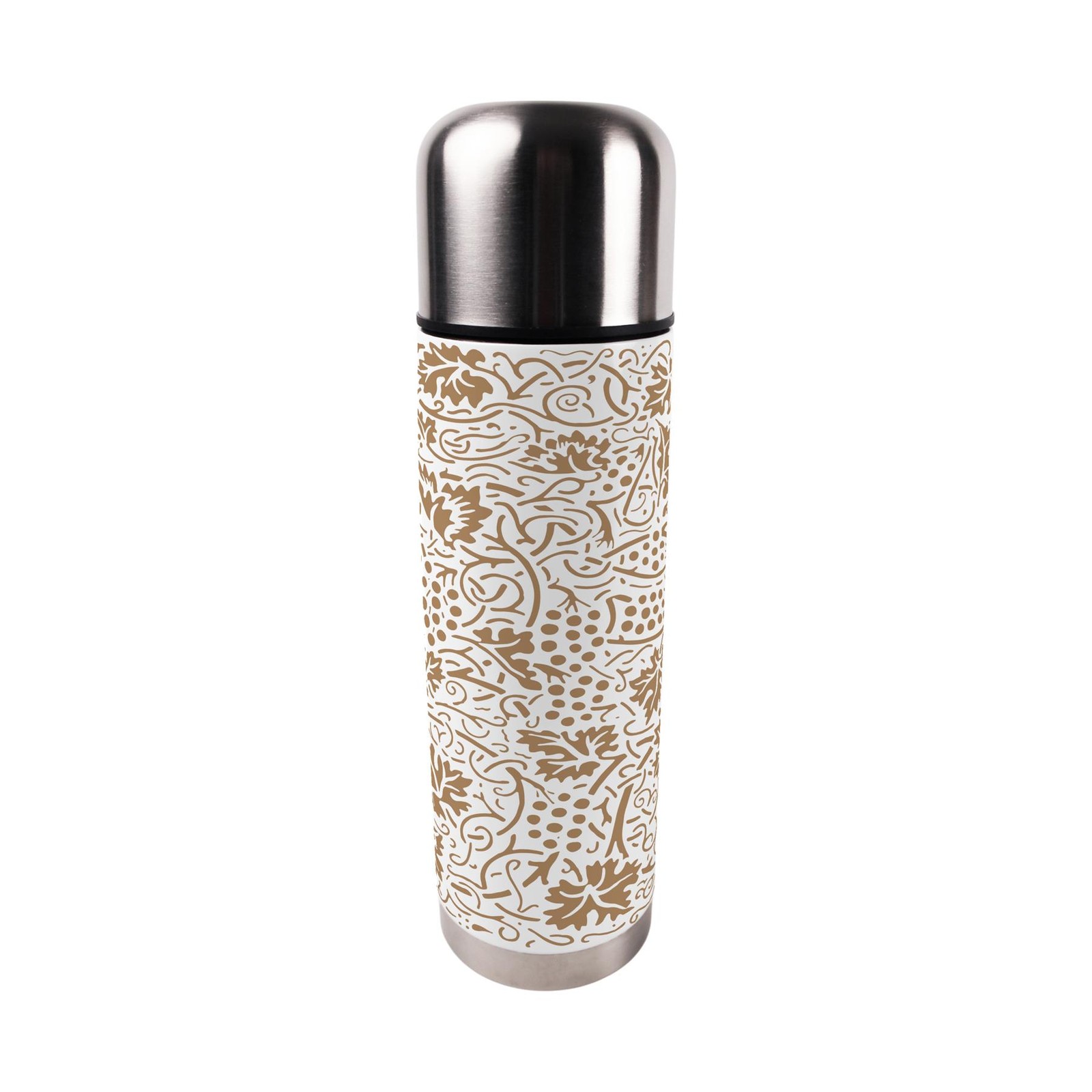 Oak Leaves & Berries Thermal Flask - Stainless Steel Travel Cup Gift, Yellow