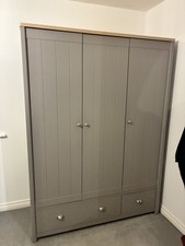 Next Hanley Solid Oak 3 Door Wardrobe Double Drawer Excellent Condition