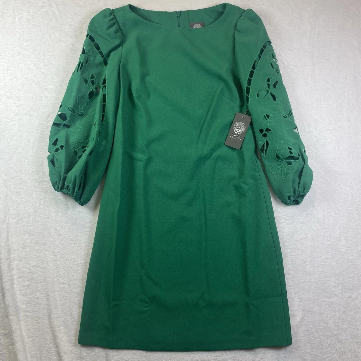 vince camuto green eyelet dress Vince Camuto Women's Green Eyelet Balloon Sleeve Drawstring Dress Size 2