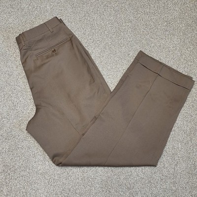 Canali Proposta Mens Wool Dress Pants 32 Brown Pleated Cuffed Italy 100% Wool