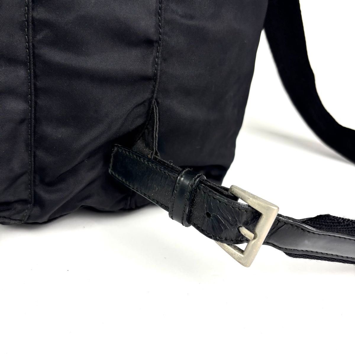 PRADA triangular logo drawstring nylon leather bl… - image 12