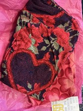 x 2 Pairs LuLaRoe Valentine Floral Hearts Leggings   New OS Red Pink NWT
