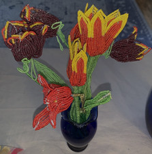 Great Lot Large Vintage Handmade Glass Seed Bead Tulip Flowers