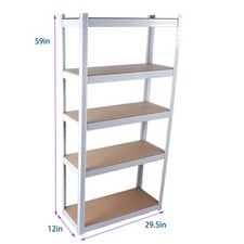 5 Tier Metal Shelves Unit Garage Storage Rack Adjustable Heavy Duty White NEW