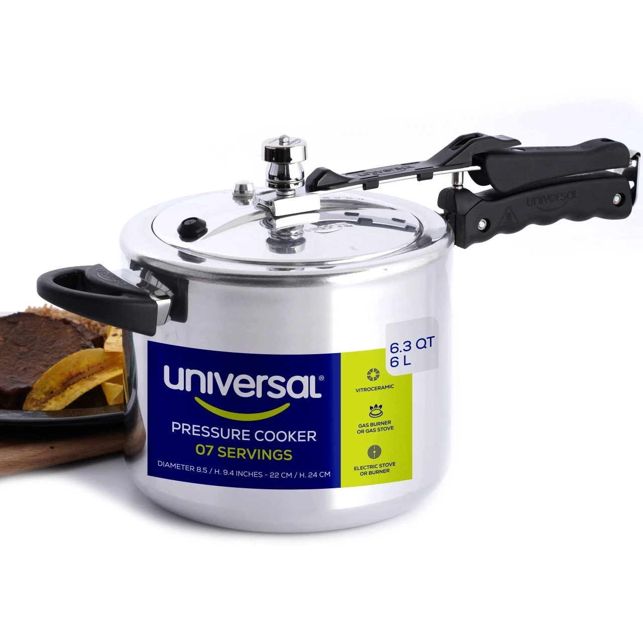 Universal (6.3 Quart / 6 Liter) Pressure Cooker, 7 Servings, Aluminum Pressure C