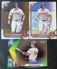 2022 Bowman Triston Casas Chrome #BCP-81, Paper #BP-81, Top 100 #BTP-24 Red Sox