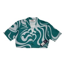 Fila Green Blue Cropped Y2k Sports Jacket Uk Women's Size S Bnwt