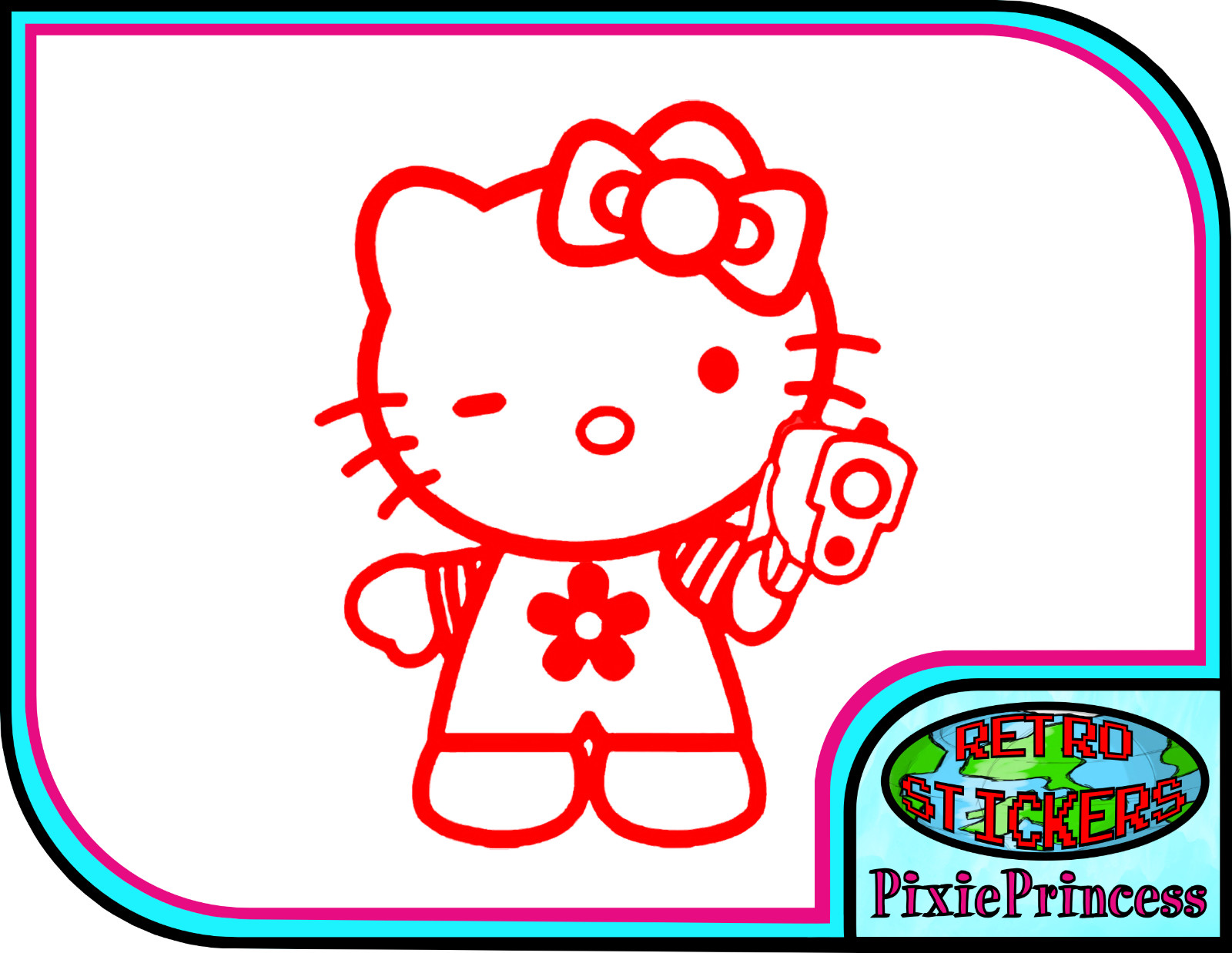 Hello Kitty E Vinyl Sticker Gun Laptop Car Bike Truck Wall P