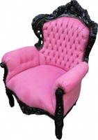Casa Padrino Barock Sessel King Rosa / Schwarz Mit Glitzersteinen