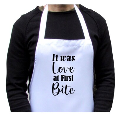 It Was Love at First Bite Print weiß Erwachsenenschürze, Fun, Lustige Schürze Fun Sprüche