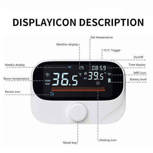 Wifi Smart Wireless Programmable Room Thermostat With RF Receiver 2-way FSK WIFI - Picture 4 of 11