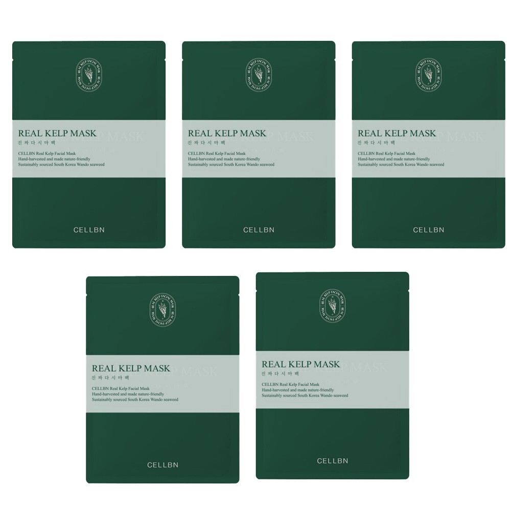 CELLBN Real Kelp Mask Pack 20ml x 5 Sheets - Hydrating Soothing Korean Skincare Sheet Mask