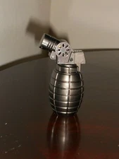 VICTORY Torch Novelty Grenade Antique/Chrome Color Butane Lighter 3" Tall NEW
