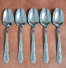 Set of 5 Oneida LTD Wm A Rogers FENWAY DAYDREAM Stainless Teaspoons 6"