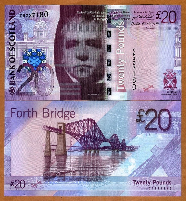 Scotland, Bank of Scotland, 20 pounds, 2009, P-126b, UNC Walter Scott