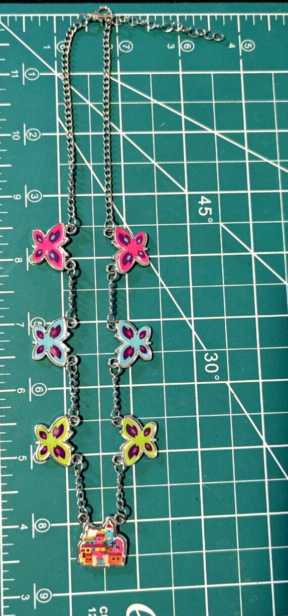 Claire’s Disney's Encanto 6 Butterflies & 1 Village Enameled Charms Necklace EUC