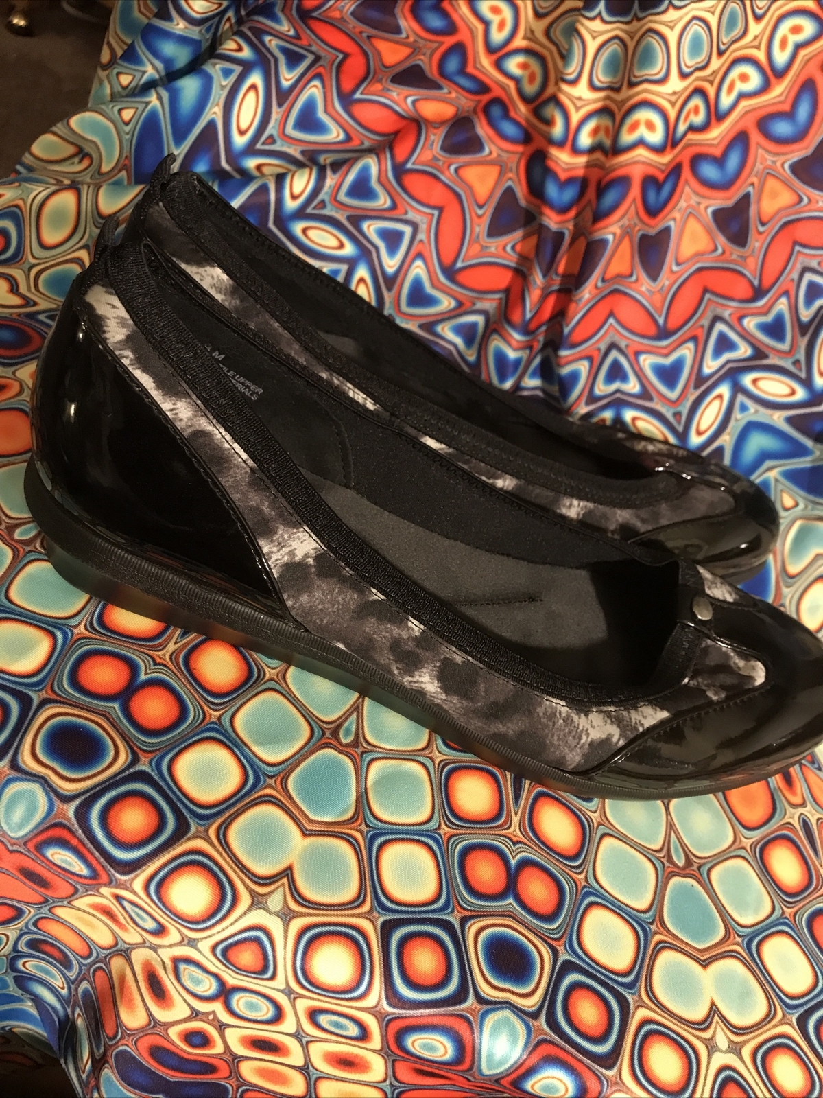 LAURA ASHLEY BLACK AND WHITE ANIMAL PRINT FLATS SHOES… Gem