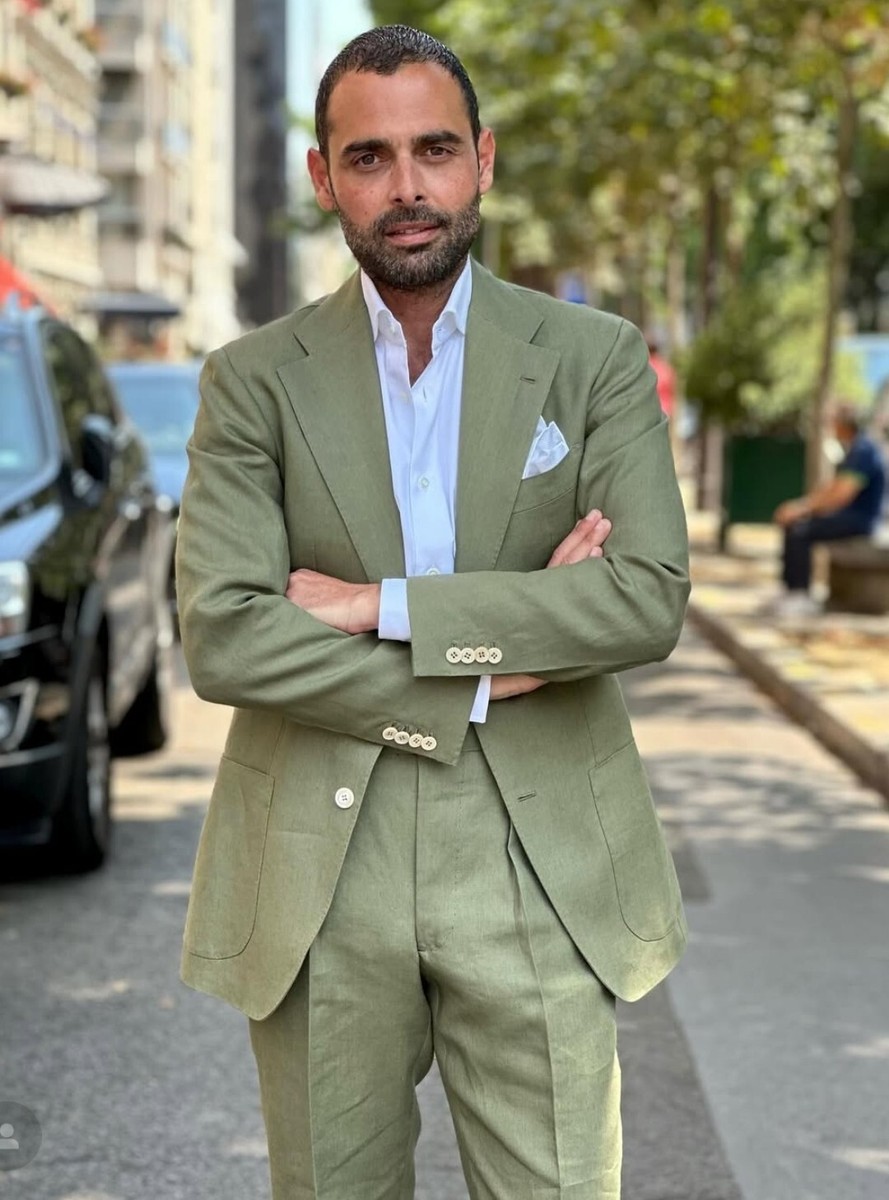 Linen Men's Suit Spring 2Pcs Menstyle Business Causal Outdoor Jacket Blazer  Coat