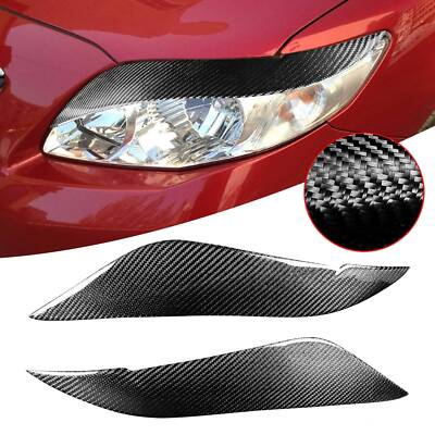 For Toyota Corolla 2008-11 Front Headlight Eyelid Eyebrow Cover Real Carbon Trim