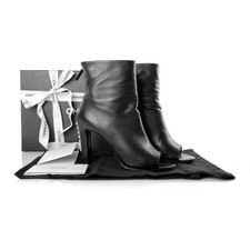 Chanel Black Lambskin Peeptoe Ankle Boots 99mm Pearl Heels