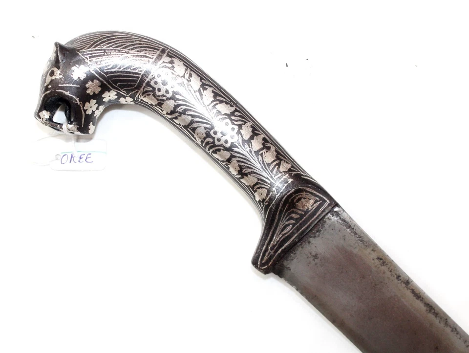 Cuchillo Daga Plata Incrustación Koftgiri Hoja de Acero Forjado a Mano Vaina Rosa j321 Foto 4 de 4