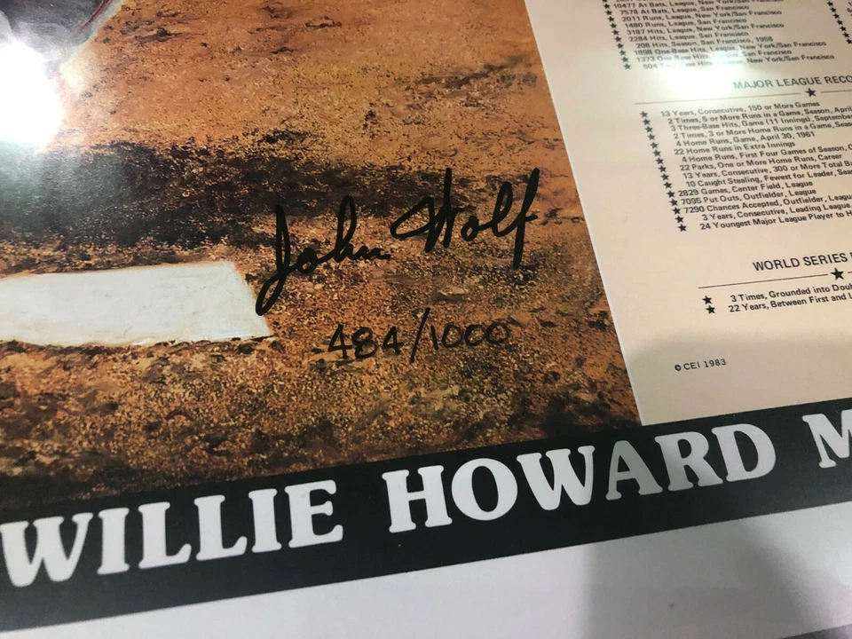 Willie Mays Autographed 14 x 21 Lithograph Stat Print # 484/1000 Beckett COA - Image 3 of 4