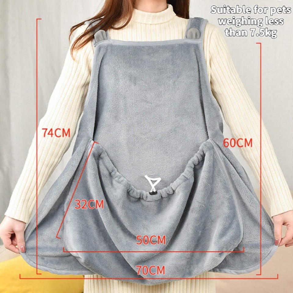 Cat Hug Apron Fleece Carriers Bags Antisticky Fur Hold Cats Pocket