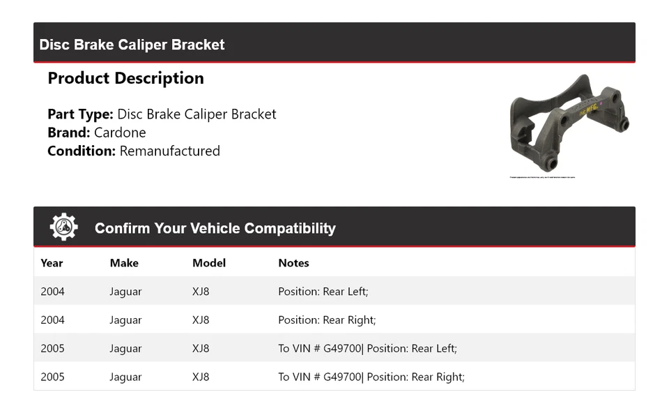 Soporte de pinza de freno de disco Cardone para Jaguar XJ8 2004-2005 Foto 2 de 4
