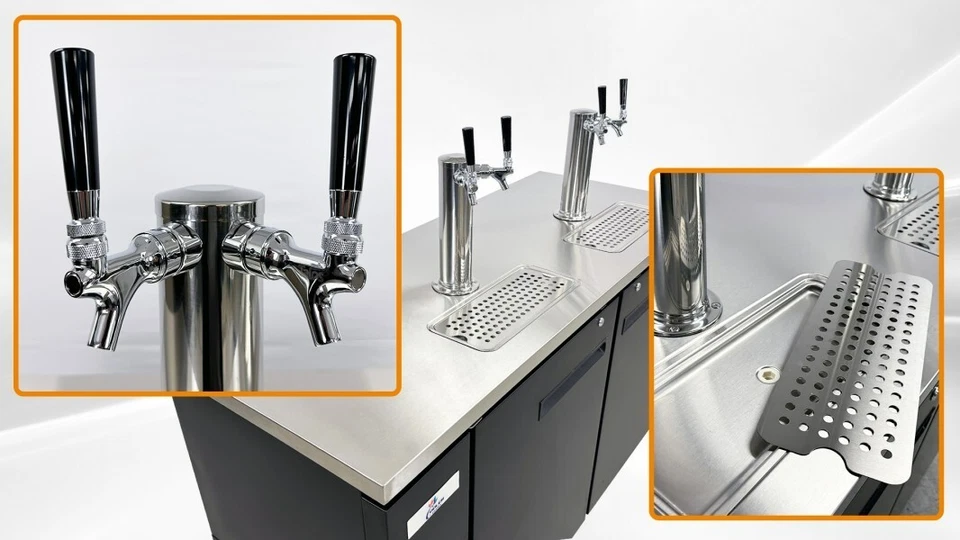 NUEVO 60" Cerveza Comercial Kegerator 2 Torres 4 Grifos Dispensador Refrigerador Barril NSF Foto 2 de 4