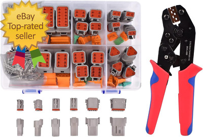 174Pcs 12 Kits DT Connector Kit with Ratcheting Wire Crimper for Deutsch Connect