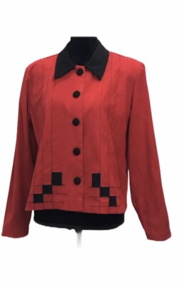 John Roberts COLLECTION RED & BLACK  BLAZER W/ BUTTONS SZ. 14