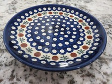 VTG Boleslawiec Polish Pottery Mosquito Peacock Blue 7.5" Salad Plate EUC