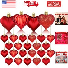 Assorted 36 Red Heart Ornaments - Ideal for Valentine's  Wedding Celebrations