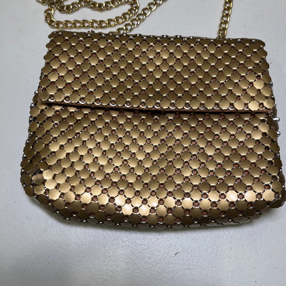 Винтажный Whiting & Davis Co. маленький золотой сетки сумочки сумка мешок с шелковой подкладкой - Изображение 2 из 4