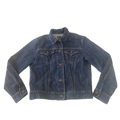 GAP Women's Size L Jean Jacket Dark Wash 98% Cotton Short Pockets Western