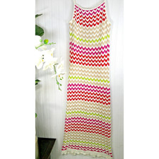 Rachel Zoe Medium Multi Color Bodycon Midi Crochet Spaghetti Strap Lined Dress