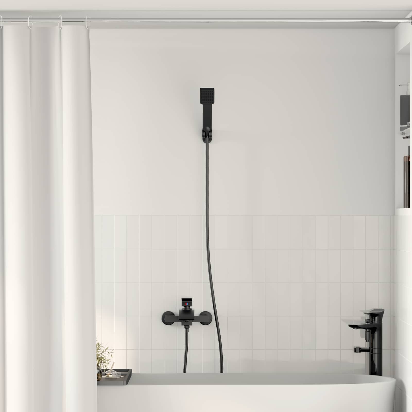 Soffione Doccia Nero Opaco G 1/2: Set Completo per Bagno Moderno