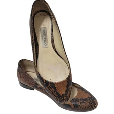 Jimmy Choo Snake Print Flat Brown Shoes Women's Size 40EU 9.5US