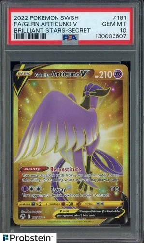2022 Pokemon SWSH Brilliant Stars Secret #181 FA Galarian Articuno V PSA 10