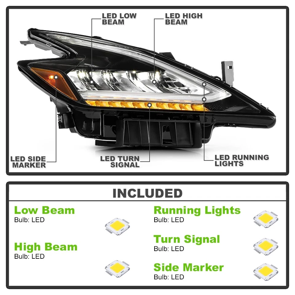 Faro delantero completo LED DRL lado del pasajero Nissan Murano 2019 2020 2021 Foto 4 de 4