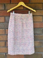 Vintage Ungaro Parellele Paris Boucle Tweed Skirt 80s  Pink  Lined  Size 10