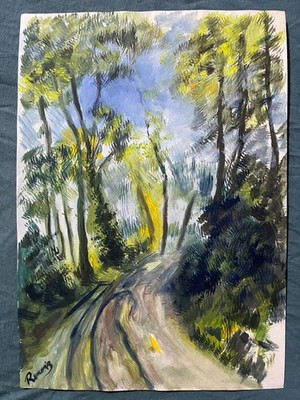 PIERRE AUGUSTE RENOIR drawing and painting on old paper signed stamped vintage