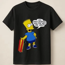 Bart Simpson Who the Hell Are You Quote with Skateboard Art Unisex T Shirt