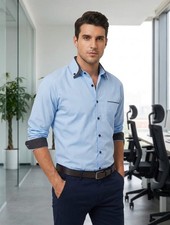 Men's Business Shirt Casual Slim Shirts Long Sleeve Button Down Tops Blouse